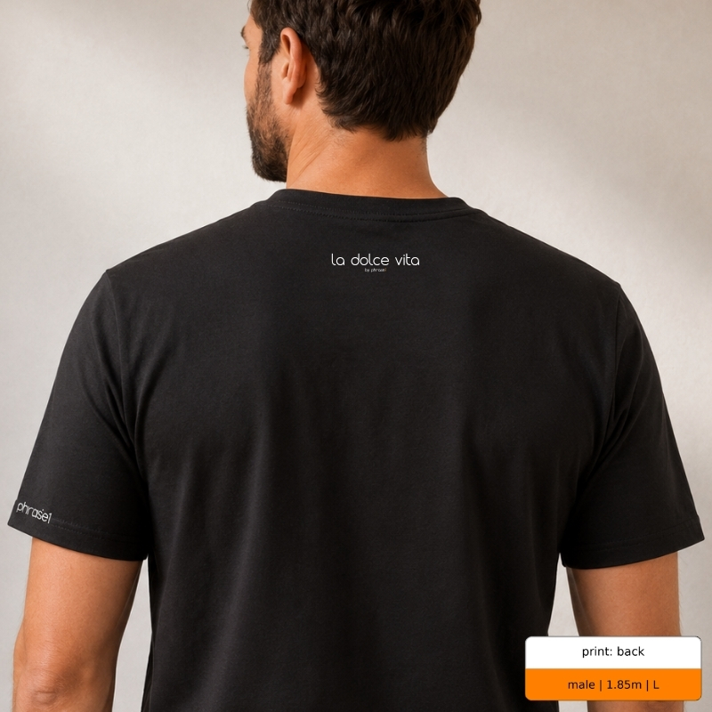 Premium T-Shirt mit „estate italiana.“ Italo-Motiv und Backprint „la dolce vita“